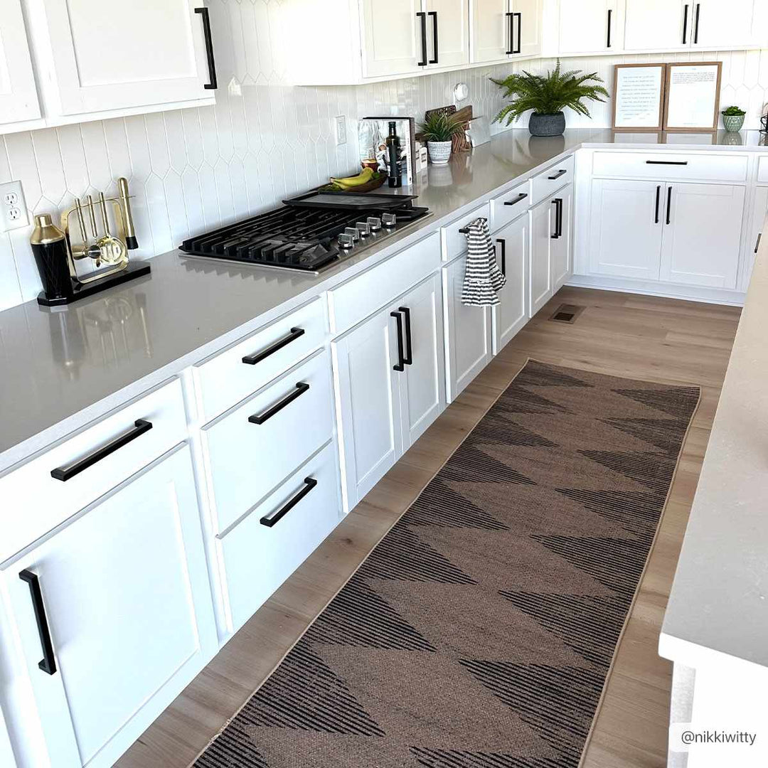 Ijlal Modern Geometric Design Brown Washable Area Rug