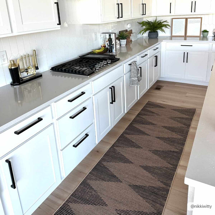 Ijlal Modern Geometric Design Brown Washable Area Rug