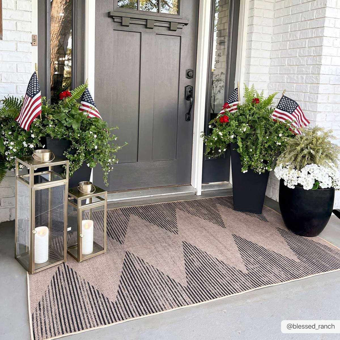 Ijlal Modern Geometric Design Brown Washable Area Rug