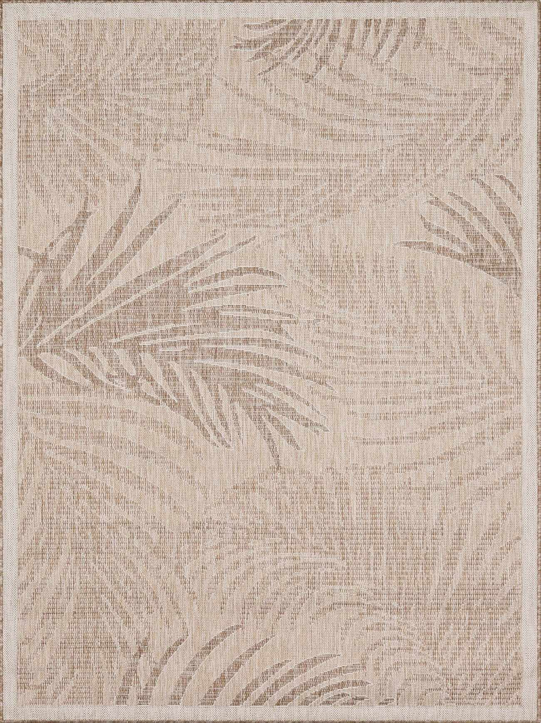 Jens Modern Leaf Pattern Tan Outdoor Area Rug