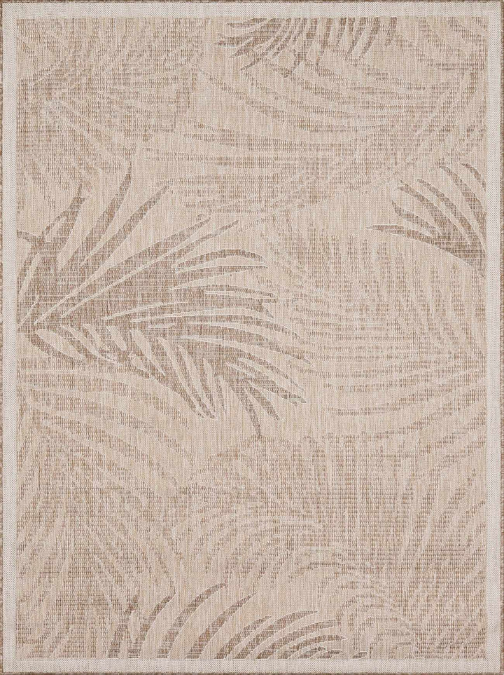 Jens Modern Leaf Pattern Tan Outdoor Area Rug