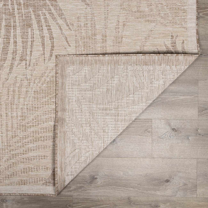 Jens Modern Leaf Pattern Tan Outdoor Area Rug
