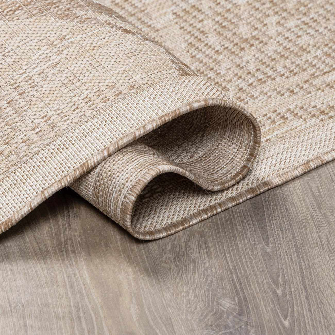 Jens Modern Leaf Pattern Tan Outdoor Area Rug