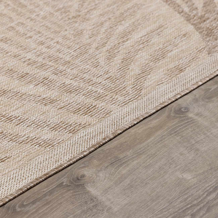 Jens Modern Leaf Pattern Tan Outdoor Area Rug