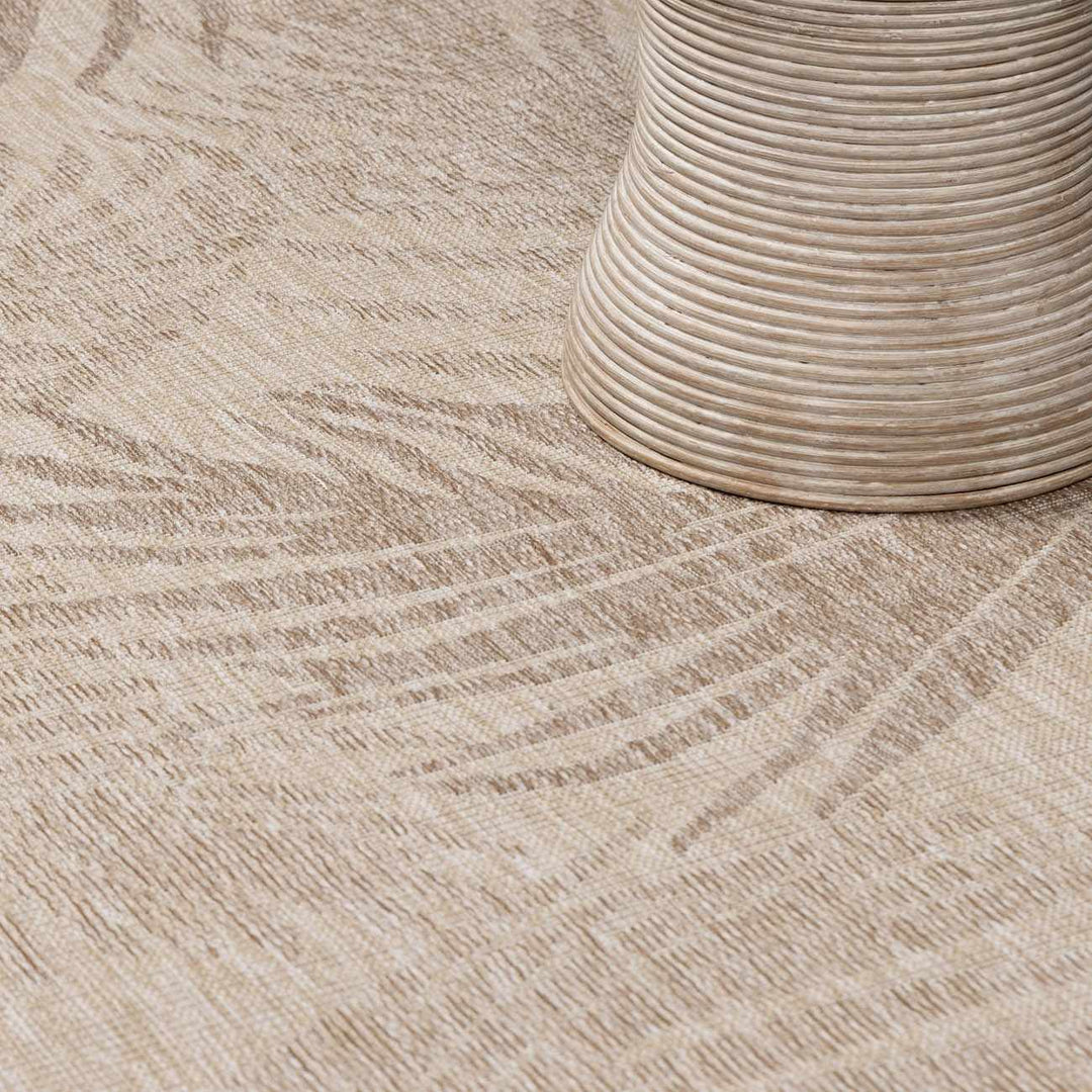 Jens Modern Leaf Pattern Tan Outdoor Area Rug