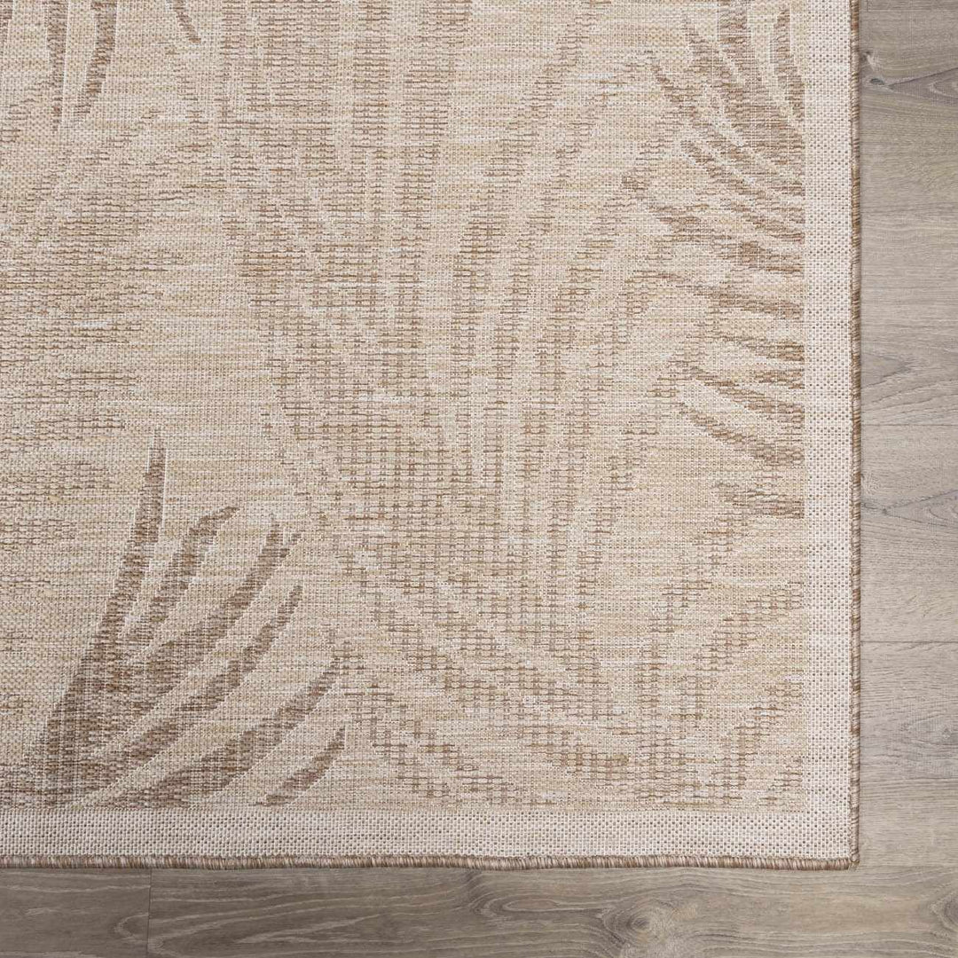 Jens Modern Leaf Pattern Tan Outdoor Area Rug