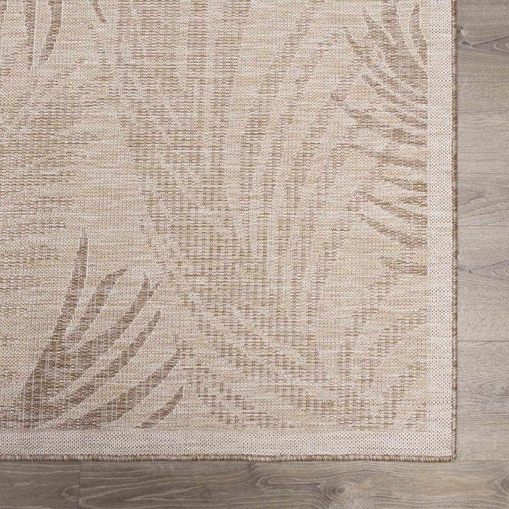 Jens Modern Leaf Pattern Tan Outdoor Area Rug