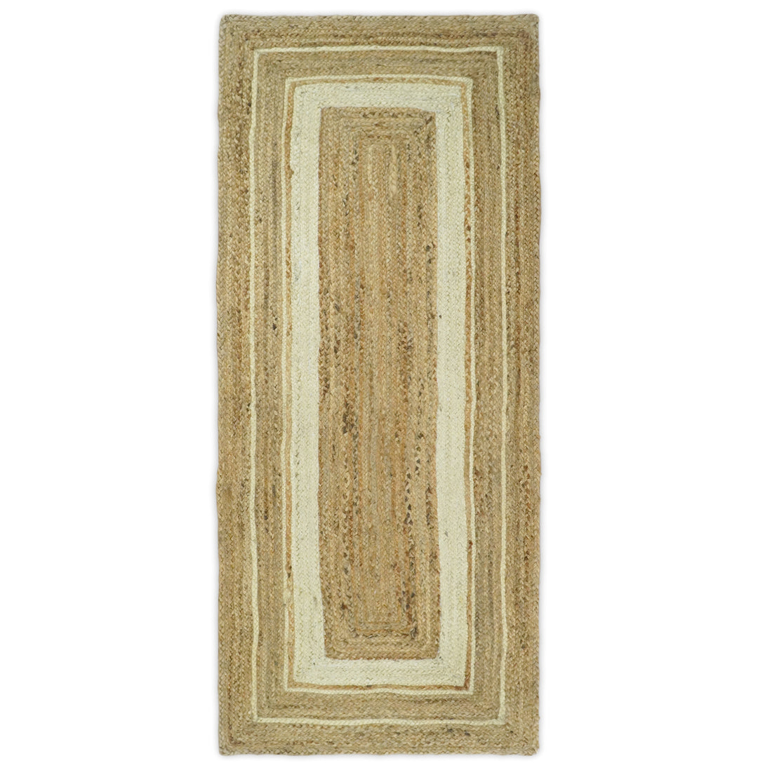 Quick Ship 2.6x6 Modern Style Brown And White Hand Woven Jute Rug