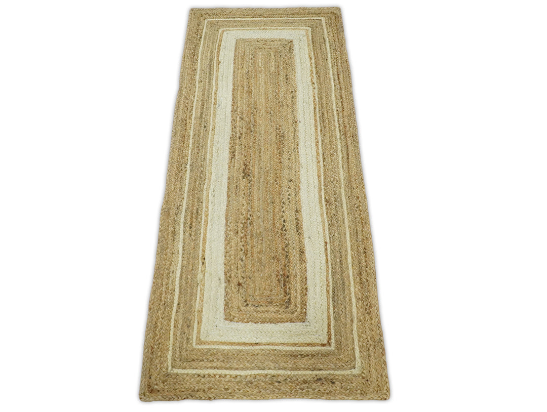 Quick Ship Hand Woven Modern Style Brown And White 2.6x8 Jute Rug