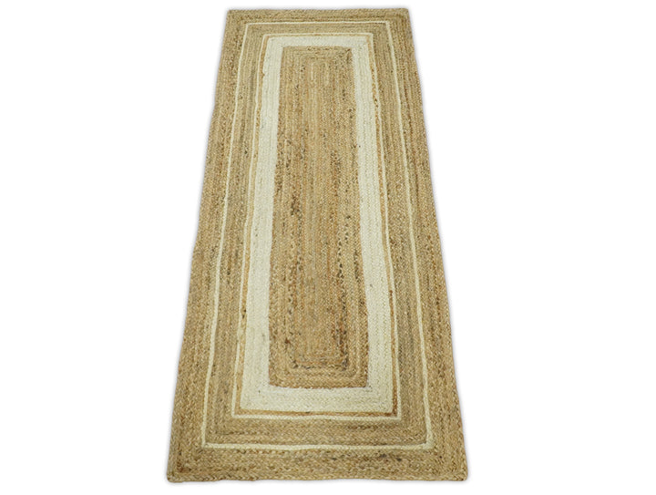 Quick Ship Hand Woven Modern Style Brown And White 2.6x8 Jute Rug
