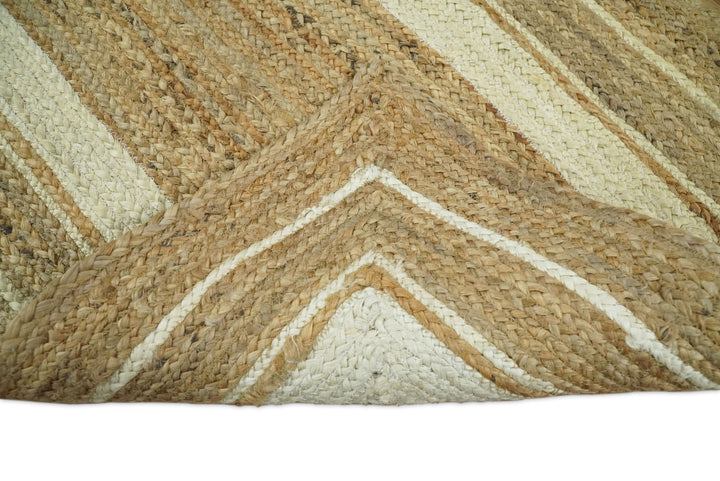 Quick Ship 2.6x6 Modern Style Brown And White Hand Woven Jute Rug