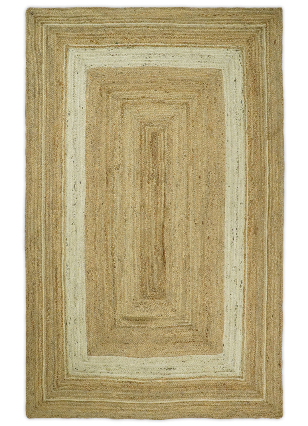 Quick Ship 5x8 Hand Woven Modern Style Brown And White Jute Rug