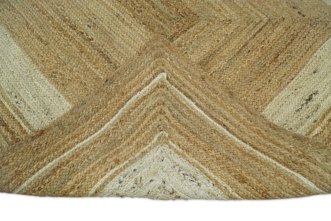 Quick Ship 5x8 Hand Woven Modern Style Brown And White Jute Rug