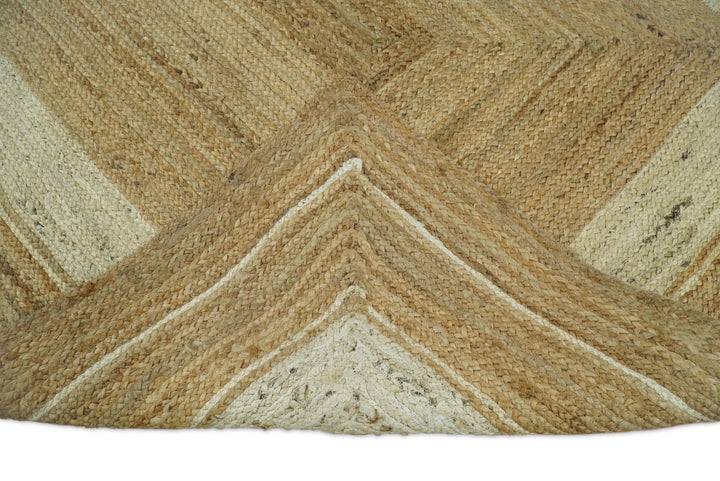 Quick Ship 5x8 Hand Woven Modern Style Brown And White Jute Rug