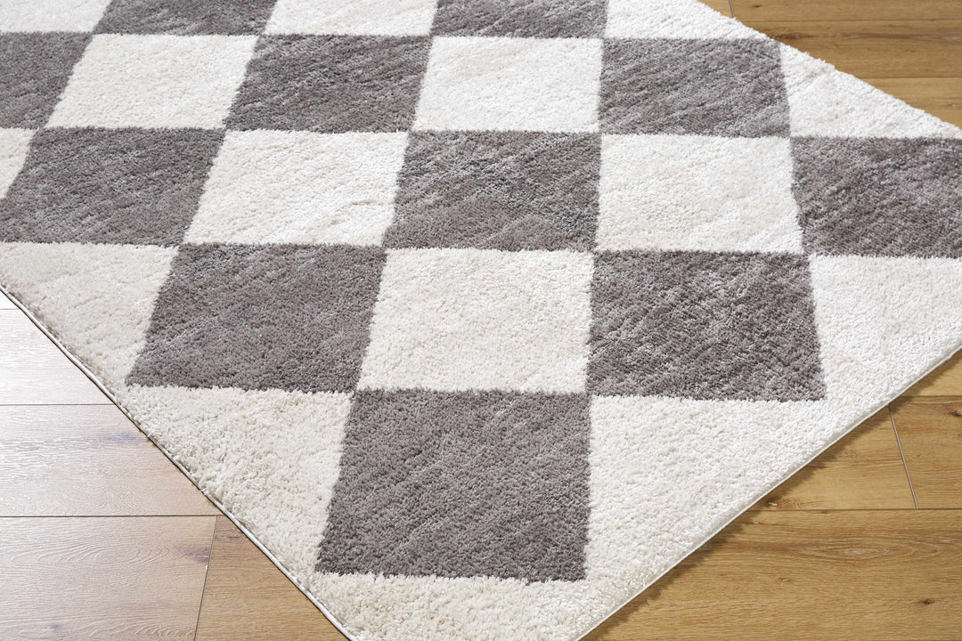 Arilla Modern Geometrical Gray And Ivory Washable Area Rug