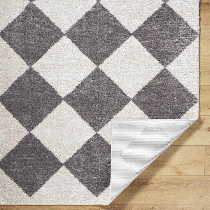 Arilla Modern Geometrical Gray And Ivory Washable Area Rug