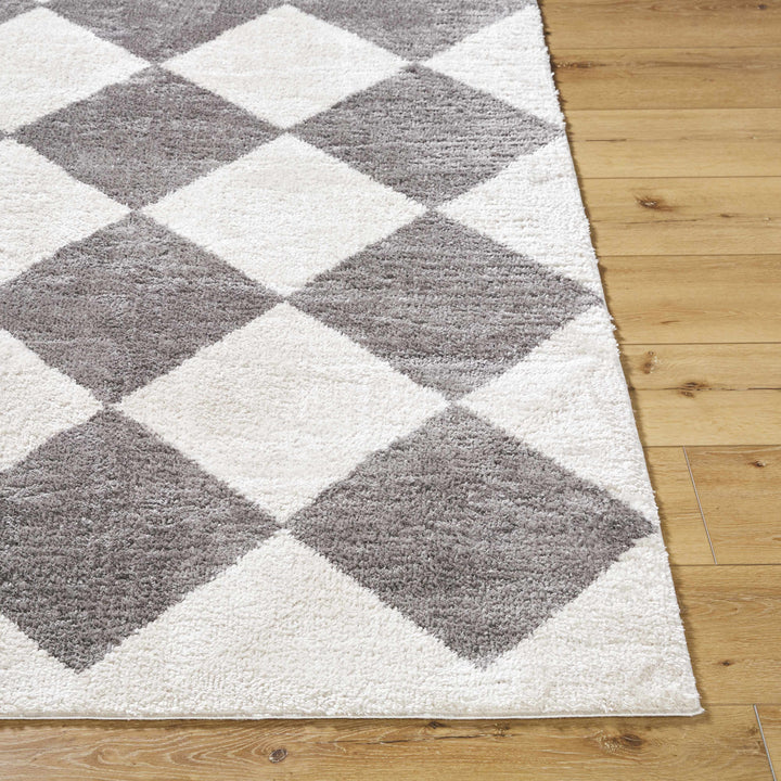 Arilla Modern Geometrical Gray And Ivory Washable Area Rug
