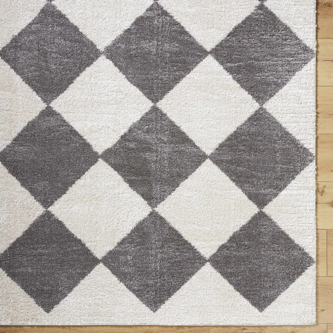 Arilla Modern Geometrical Gray And Ivory Washable Area Rug