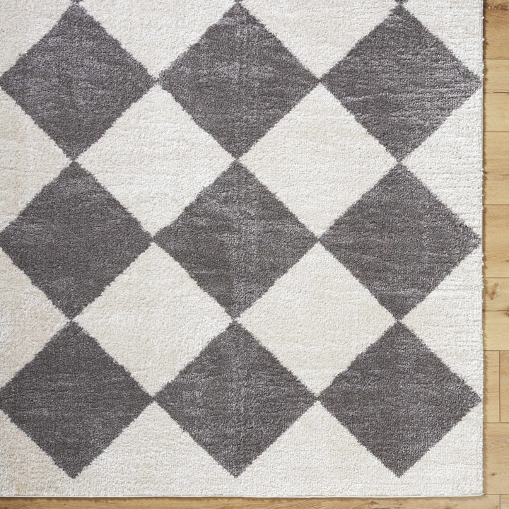 Arilla Modern Geometrical Gray And Ivory Washable Area Rug