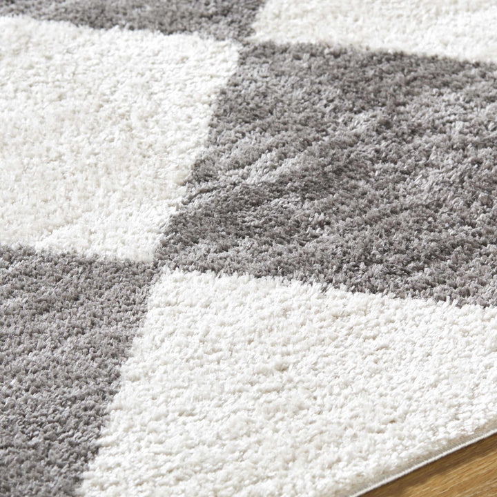 Arilla Modern Geometrical Gray And Ivory Washable Area Rug