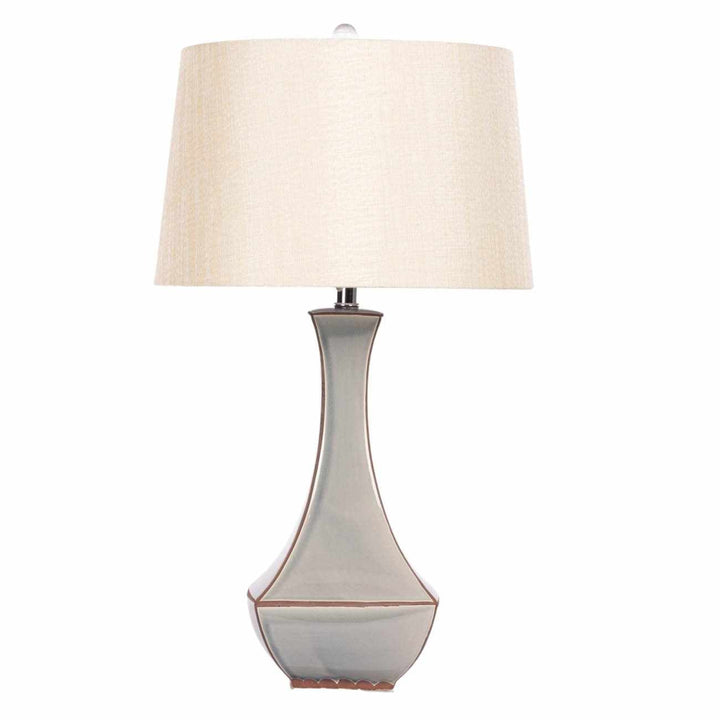Kalilangan Gray Ceramic Table Lamp – Traditional Accent Lighting with Faux Silk Shade