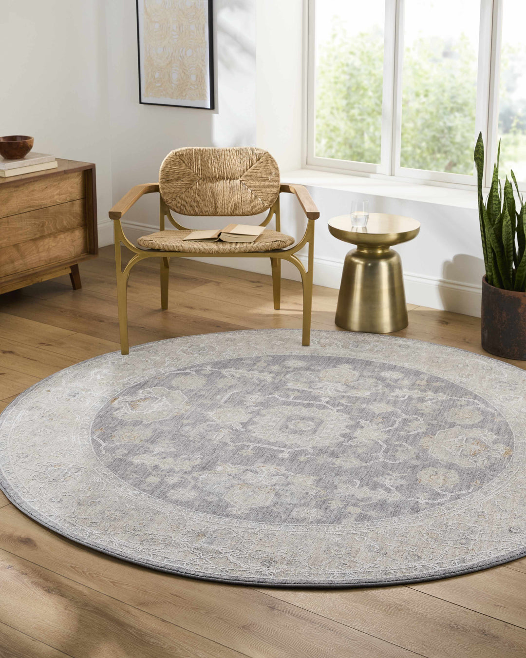 Karuah Traditional Medallion Design Gray And Purple Area Rug