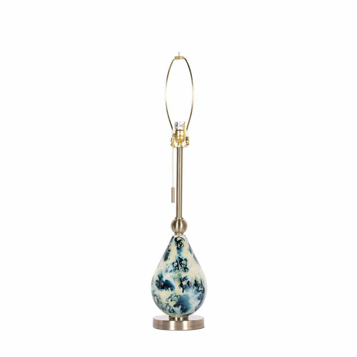 Katipunan Aqua & Metallic Brass Table Lamp – Traditional Glass Accent Light