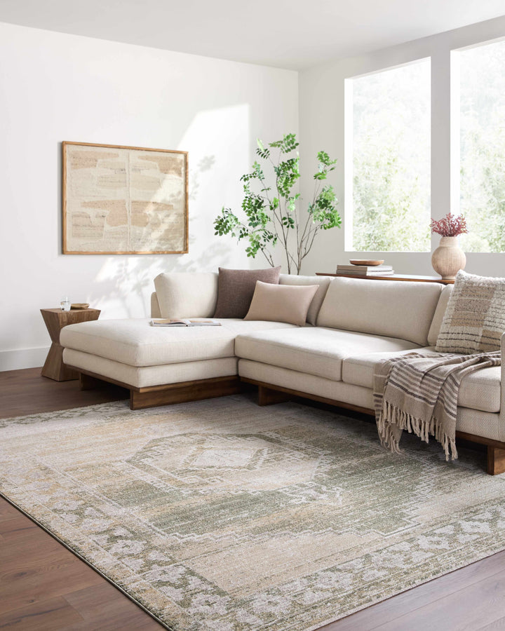 Kailey Traditional Style Tan And Olive Area Rug