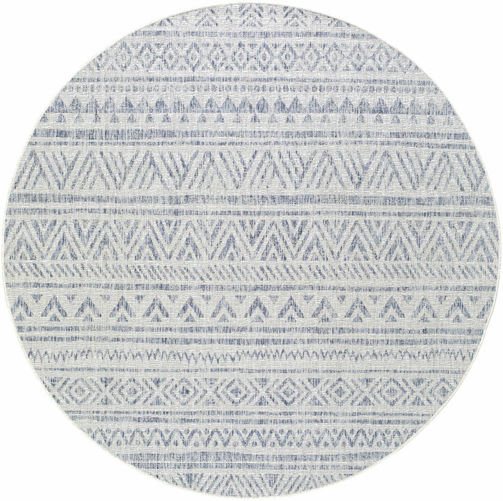 Novato Modern Tribal Design Blue And Gray Outdoor Rug