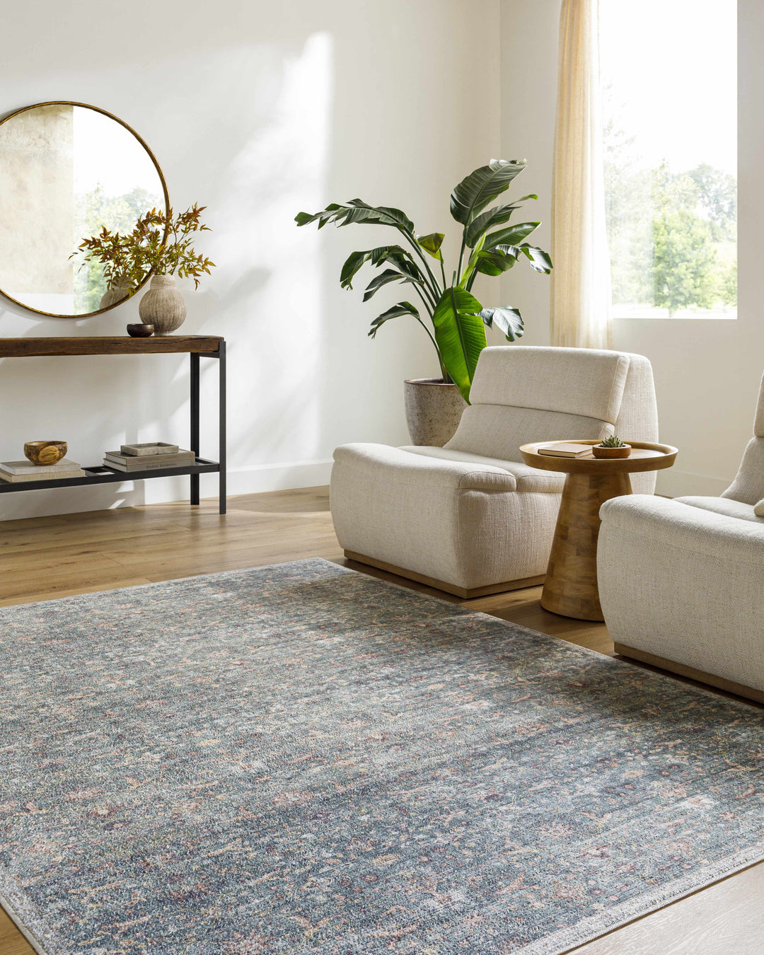 Amasai Traditional Style Gray And Charcoal Area Rug