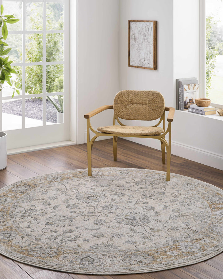 Kerem Traditional Floral Design Cream And Gray Area Rug