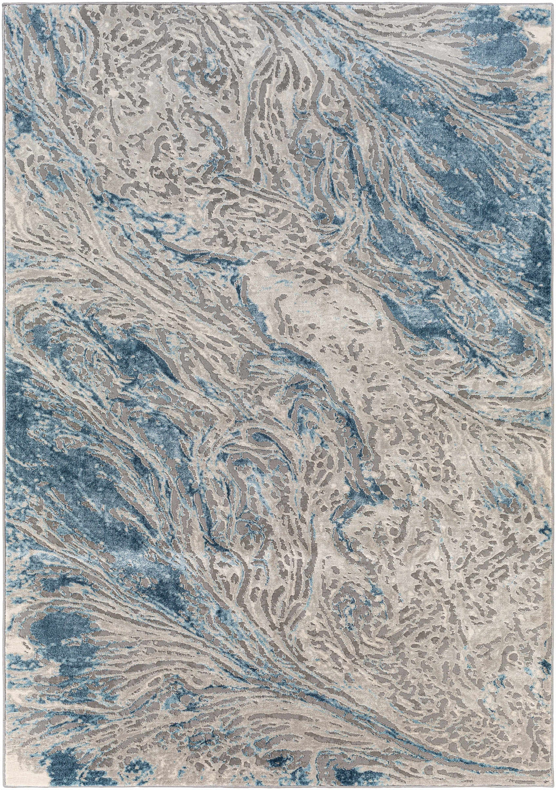 Lambton Modern Abstract Design Gray And Blue Area Rug