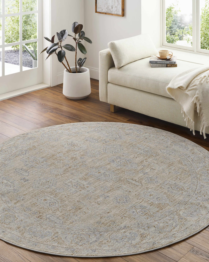 Lash Traditional Floral Design Beige And Blue Area Rug