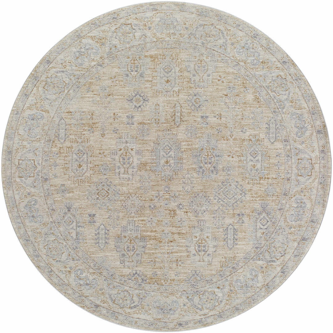 Lash Traditional Floral Design Beige And Blue Area Rug