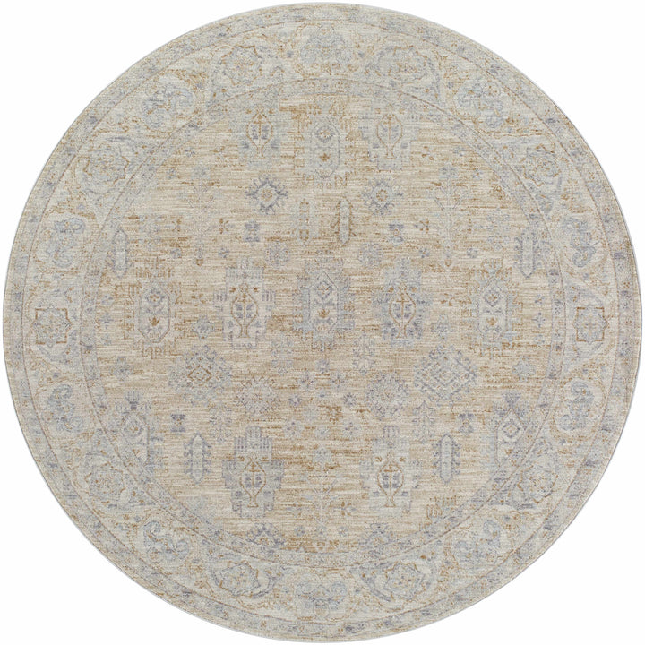 Lash Traditional Floral Design Beige And Blue Area Rug