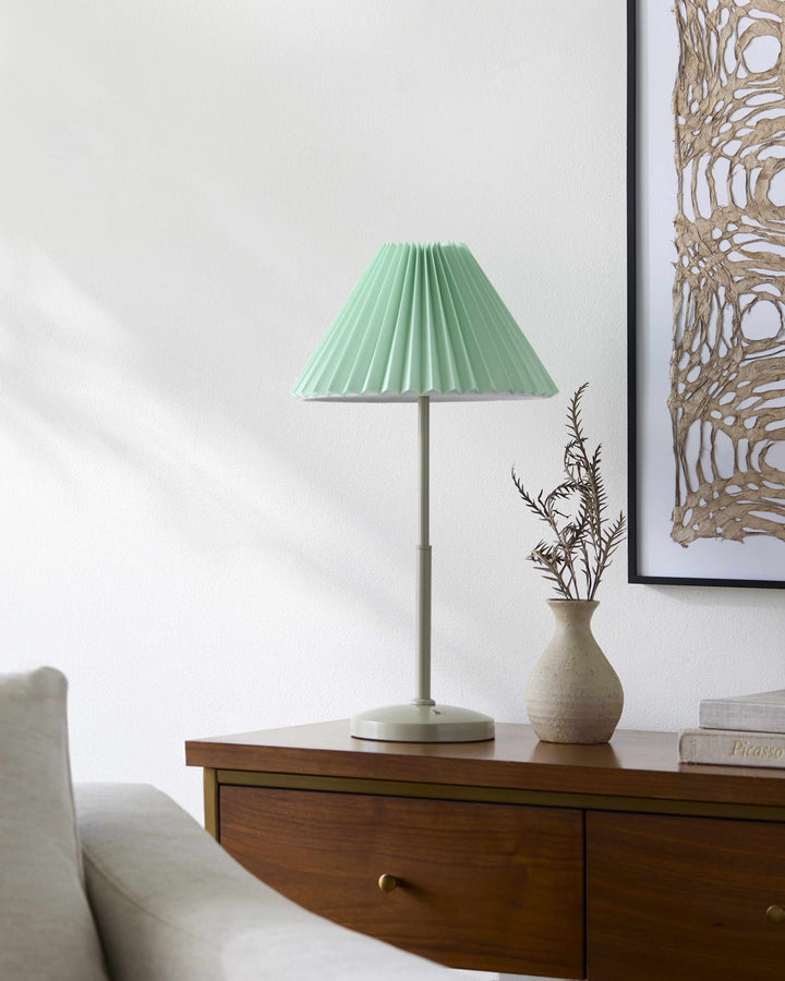Weerestein Traditional White & Green Table Lamp – Iron Base, Polyester Shade