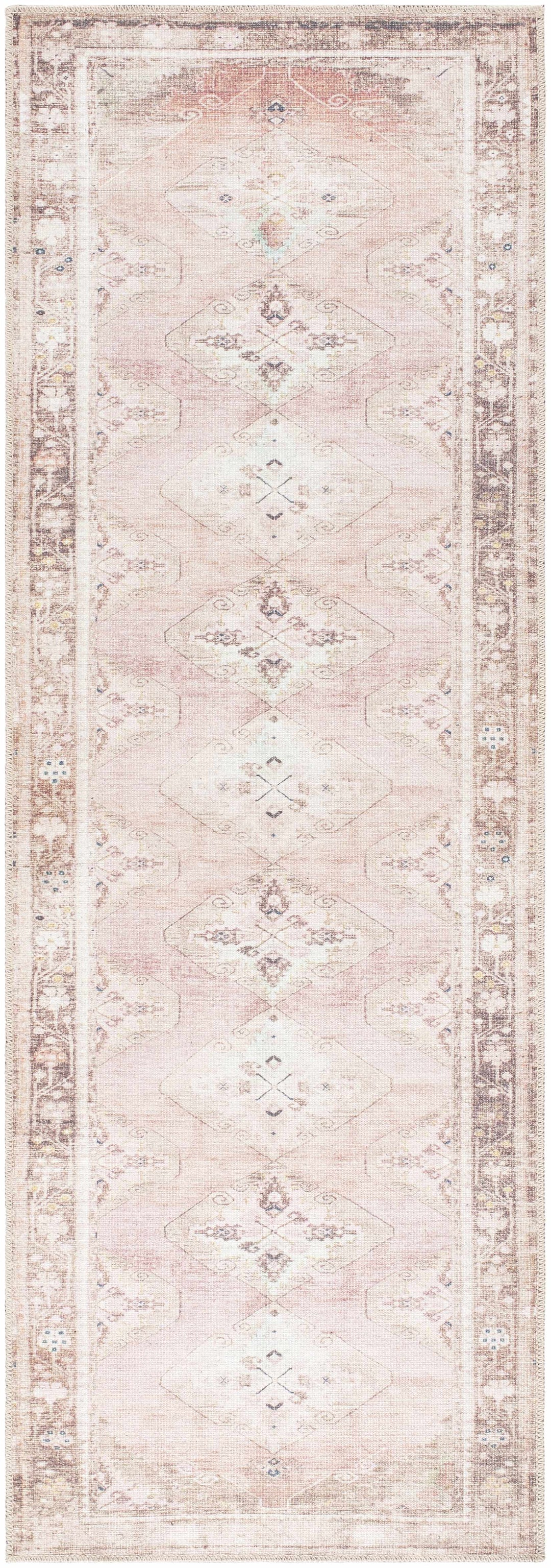 Ussun Traditional Style Pink And Beige Washable Area Rug