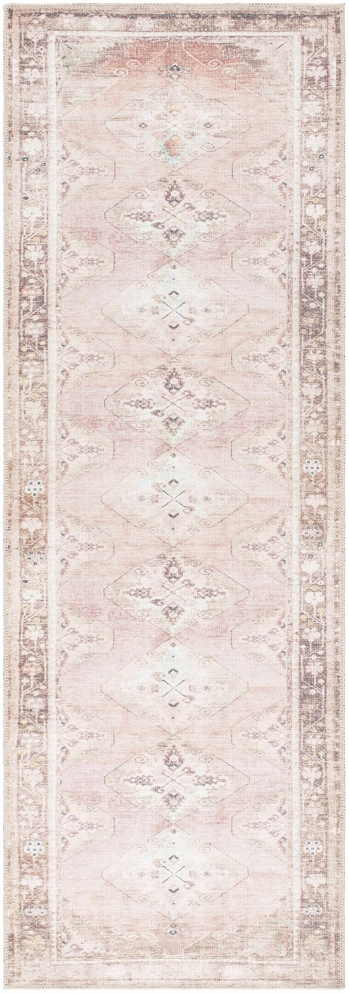 Ussun Traditional Style Pink And Beige Washable Area Rug