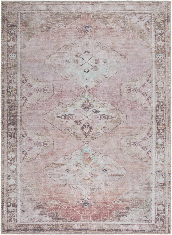 Ussun Traditional Style Pink And Beige Washable Area Rug
