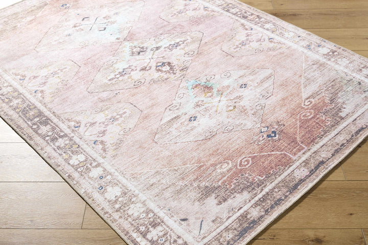 Ussun Traditional Style Pink And Beige Washable Area Rug