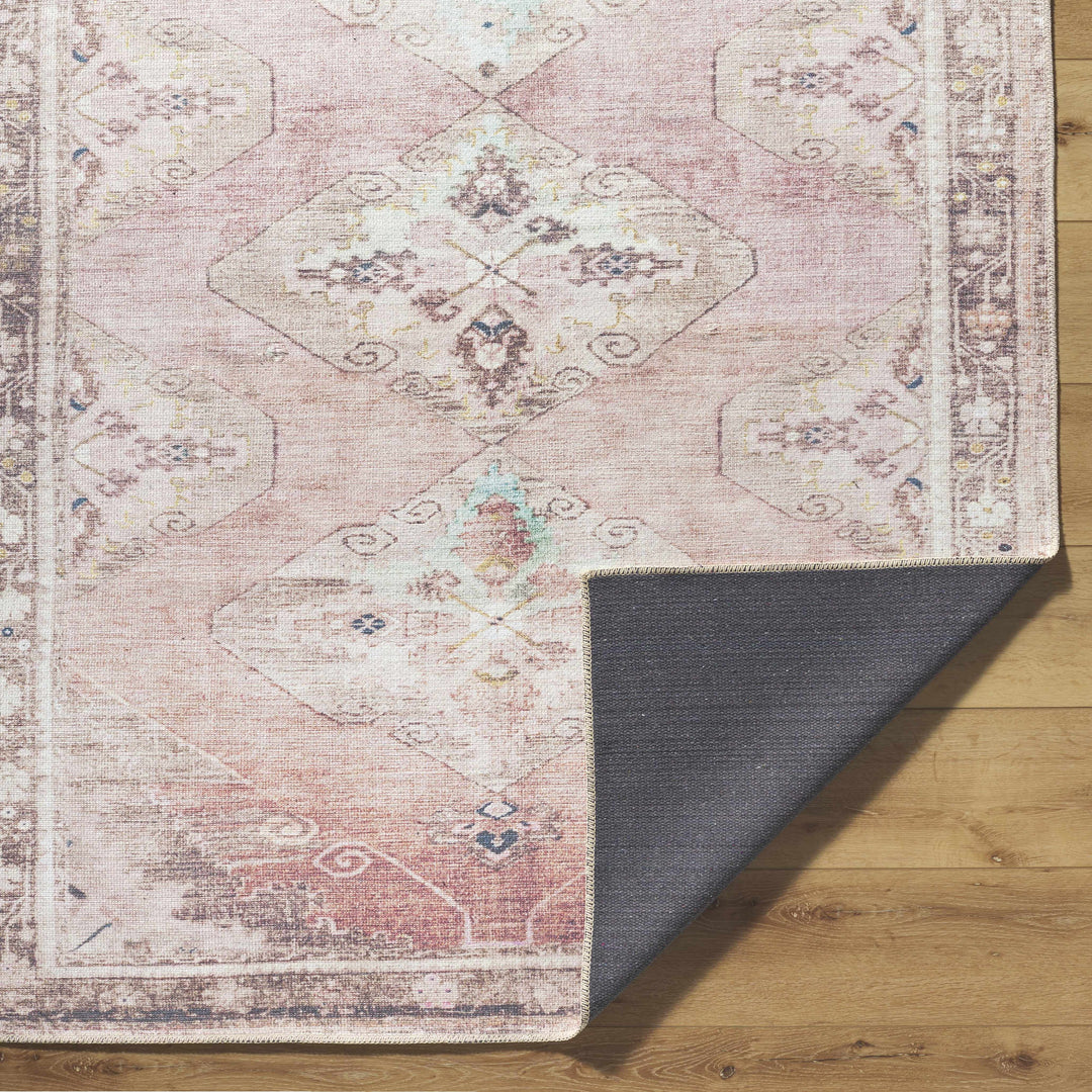 Ussun Traditional Style Pink And Beige Washable Area Rug
