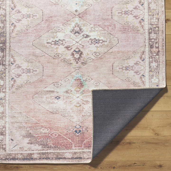 Ussun Traditional Style Pink And Beige Washable Area Rug