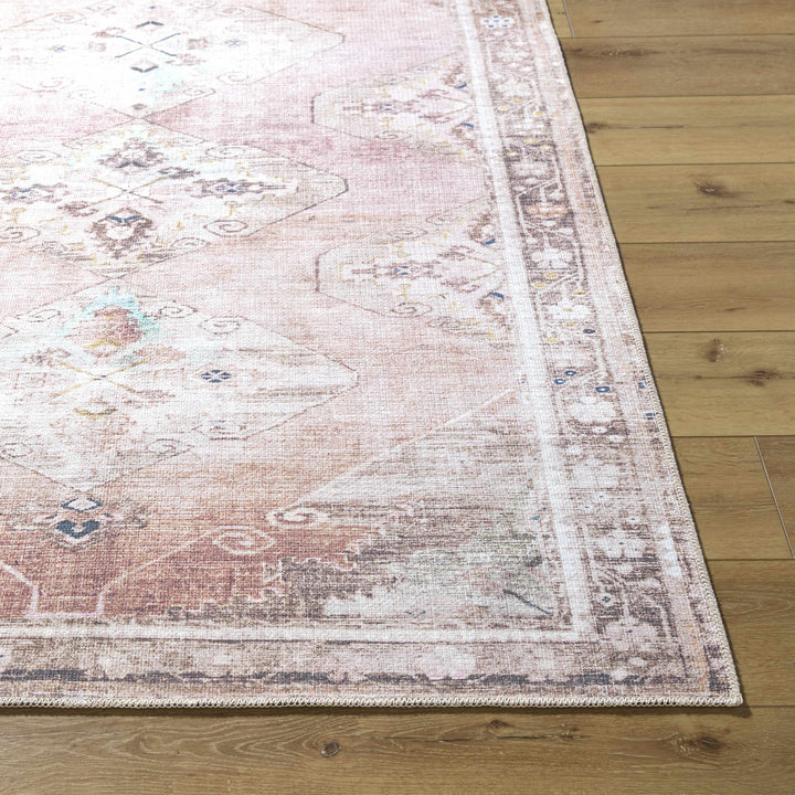 Ussun Traditional Style Pink And Beige Washable Area Rug