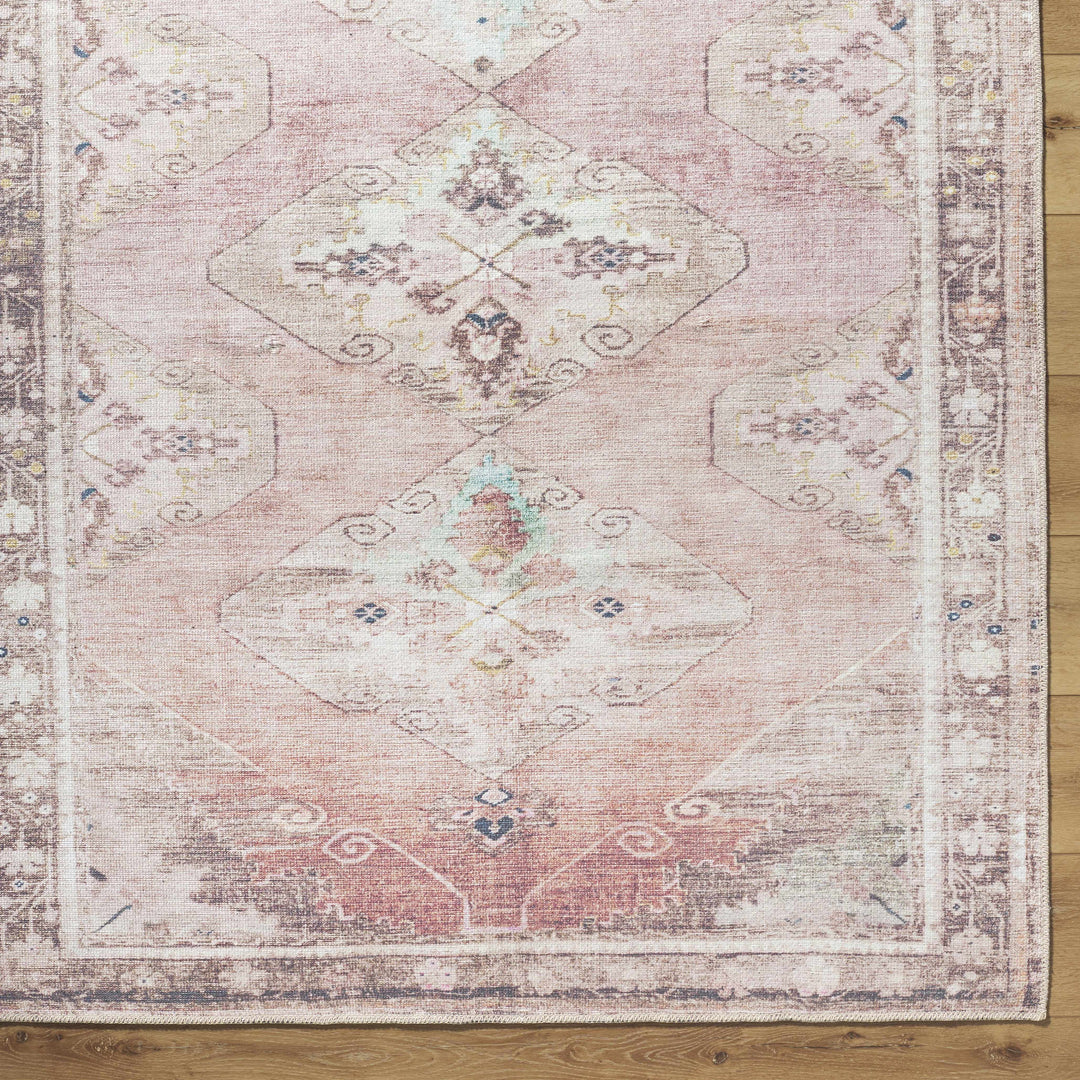 Ussun Traditional Style Pink And Beige Washable Area Rug