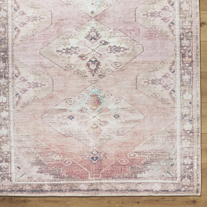 Ussun Traditional Style Pink And Beige Washable Area Rug