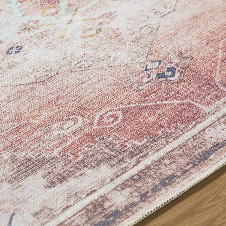 Ussun Traditional Style Pink And Beige Washable Area Rug