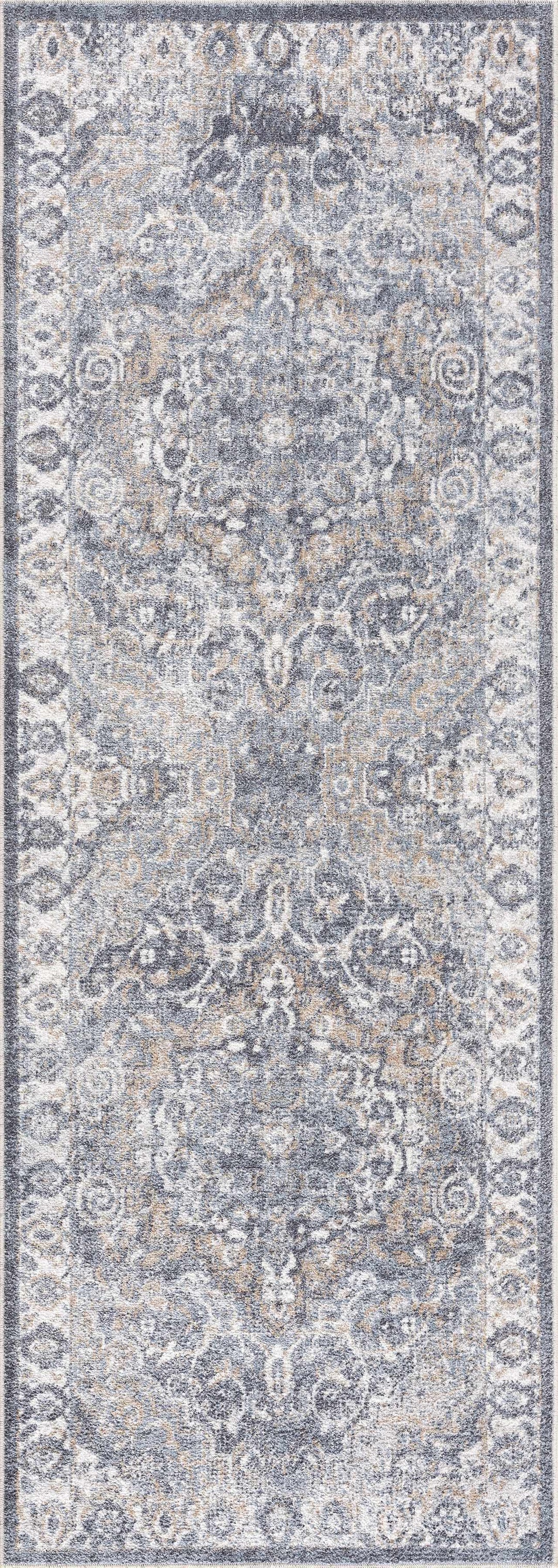 Aurum Traditional Style Ivory And Gray Washable Area Rug