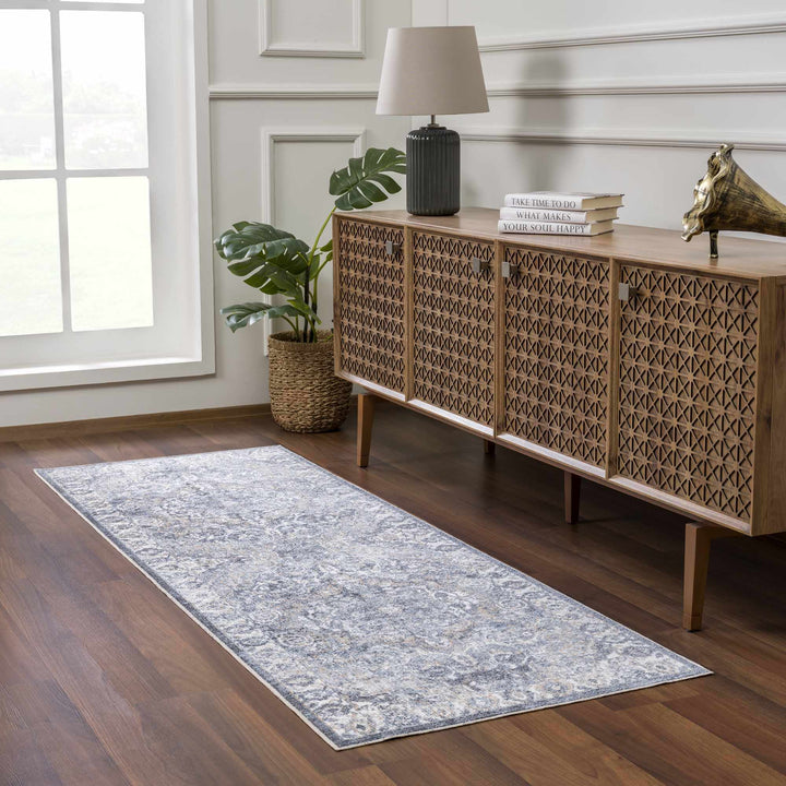 Aurum Traditional Style Ivory And Gray Washable Area Rug