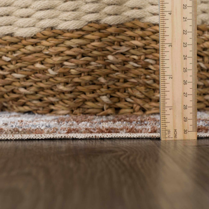 Chavi Traditional Design Rust And Blue Washable Rug