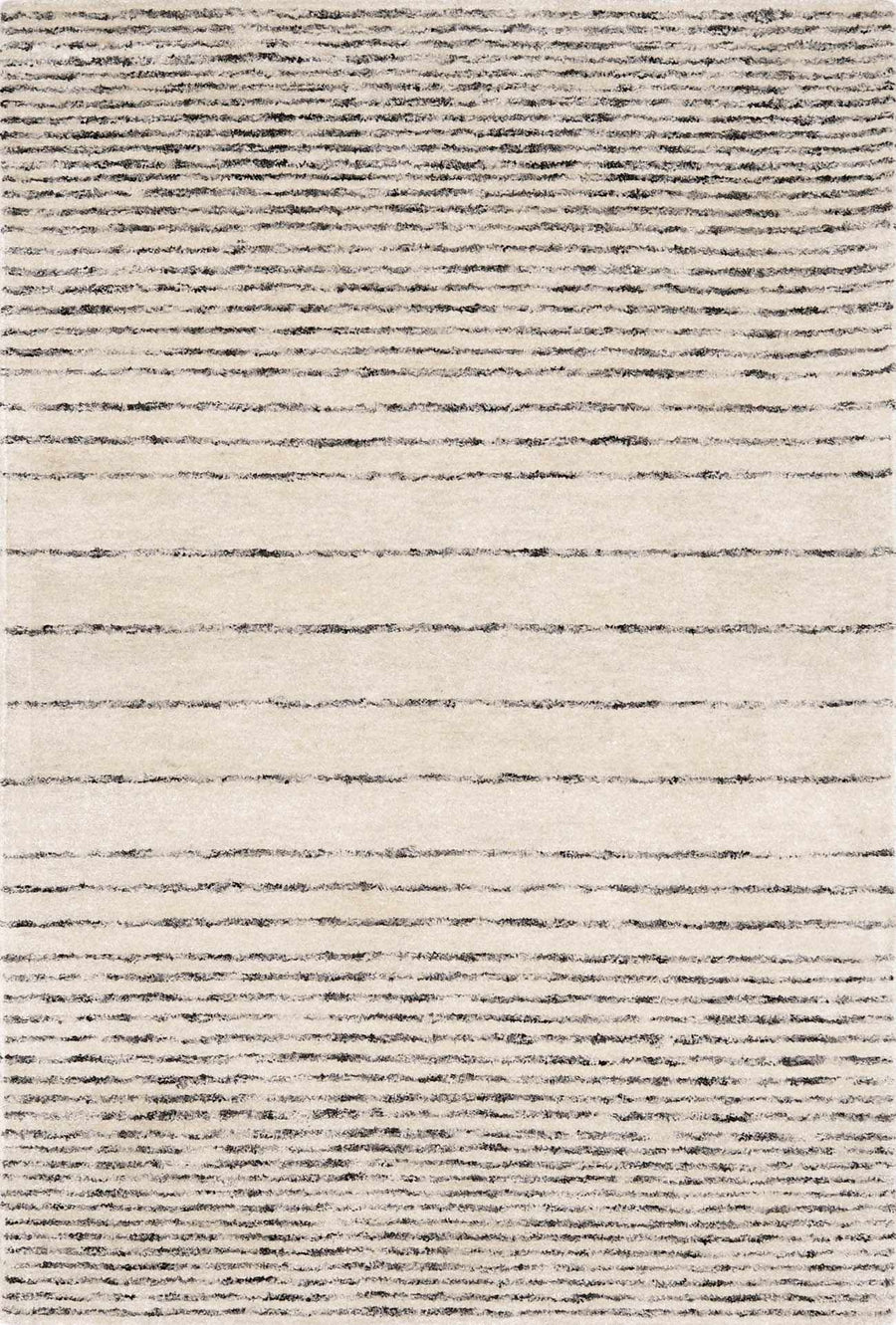 Ellisburg hand-tufted rug in ivory with black linear stripe pattern